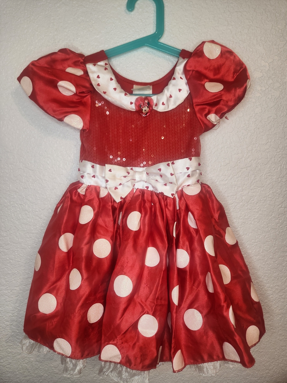 Disney Store Minnie Mouse Costume Dress Red w/White Polka Dots Size Ssize 2 3